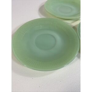 Fire-King Jadeite Swirl Saucers Set of 3, Mid-Century Green Glass MCM Retro Kitc